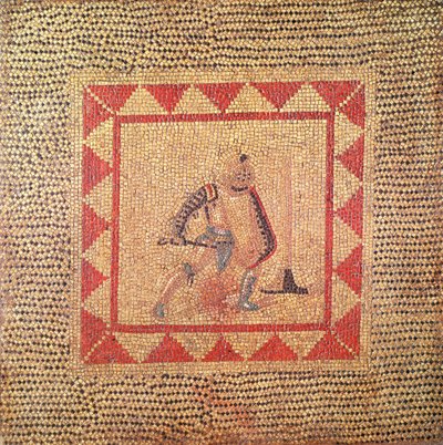 Floor Depicting a Gladiator, from Flace by Roman